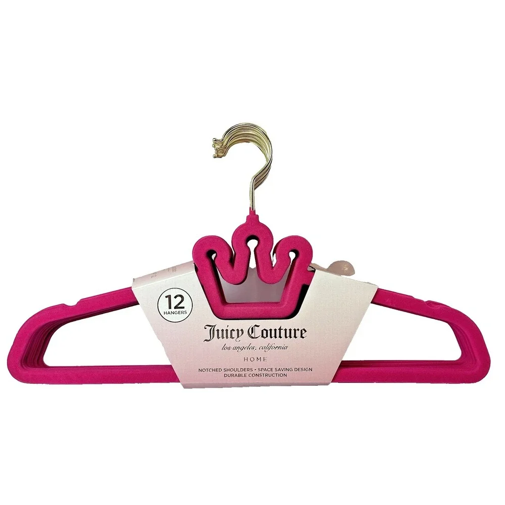 Juicy‎ Couture Pink Velvet Hangers Crown Top Set of 12 Closet Organizer